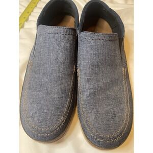 Crocs 204835 Men's Size 11 denim loafer slip on blue tan